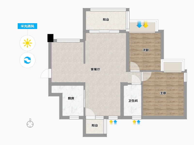 广东省-中山市-润达幸福汇-66.40-户型库-采光通风