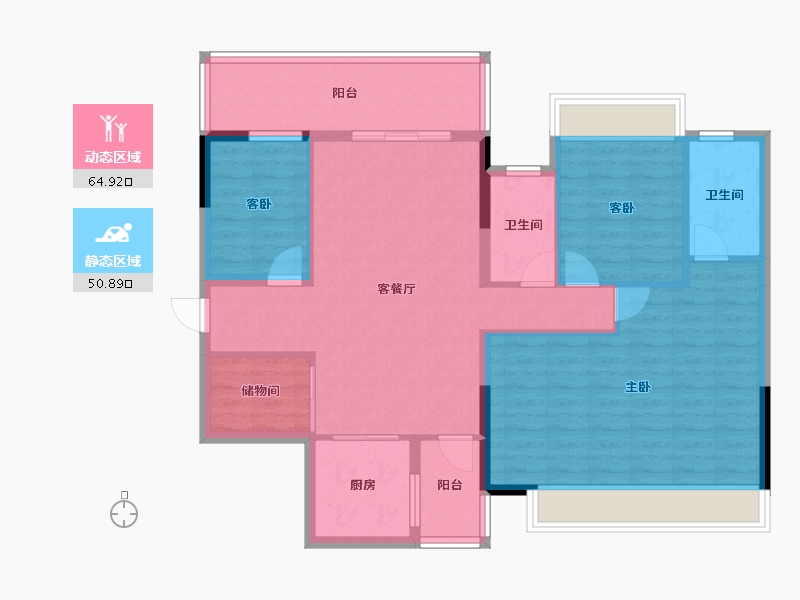 广西壮族自治区-南宁市-云星钱隆御园-104.50-户型库-动静分区