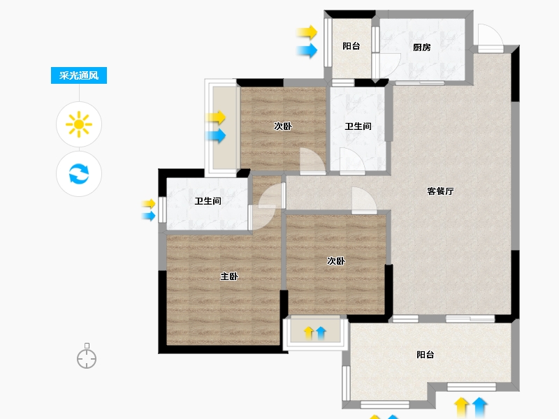 广东省-中山市-爱琴半岛-88.00-户型库-采光通风