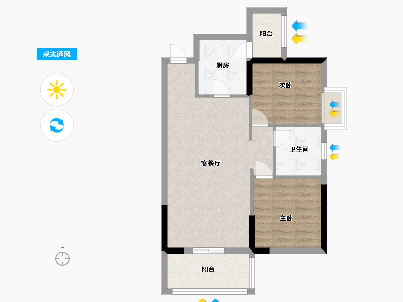 广东省-中山市-爱琴半岛-60.81-户型库-采光通风