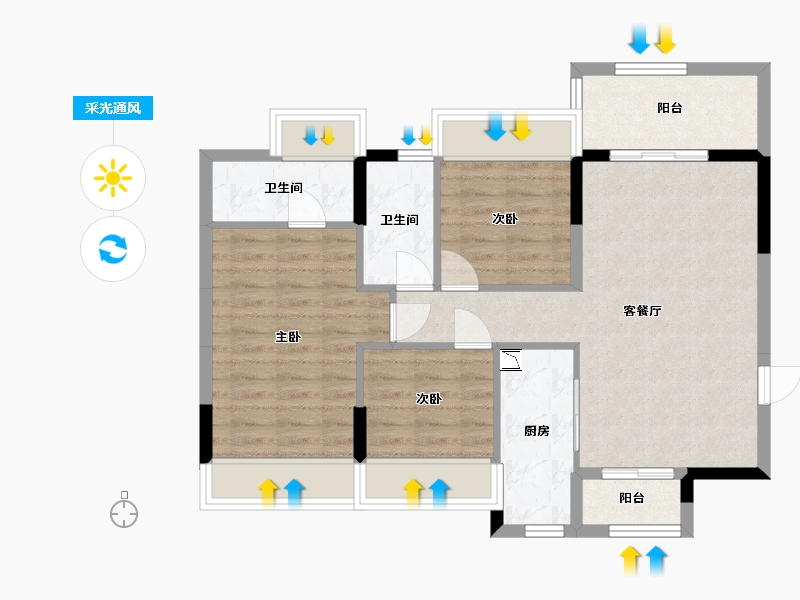 广东省-中山市-钰海佳园-77.96-户型库-采光通风