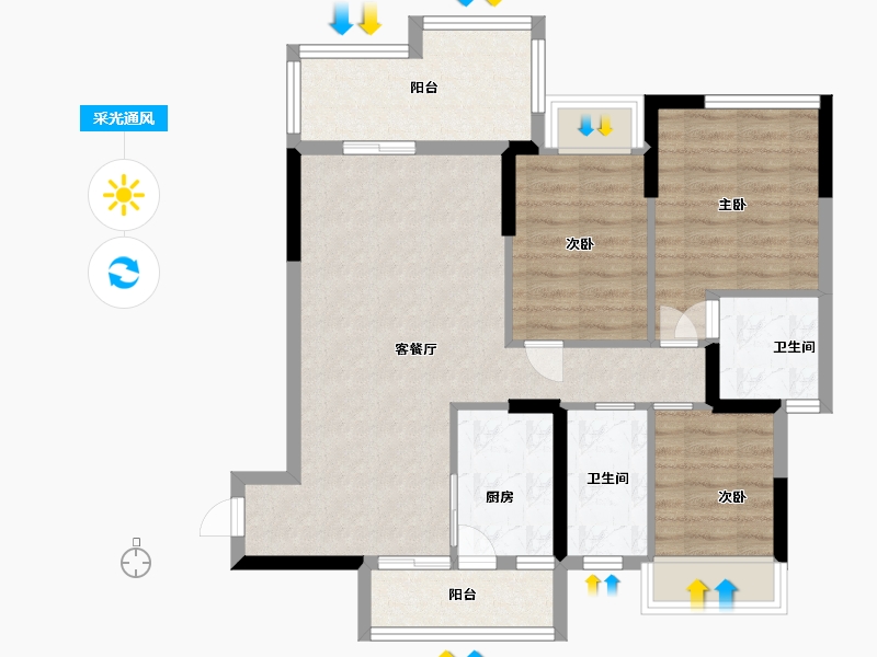 广东省-中山市-爱琴半岛-81.30-户型库-采光通风