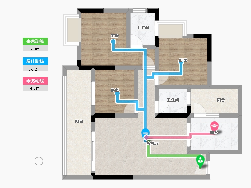 四川省-泸州市-贤达锦绣华府-82.63-户型库-动静线