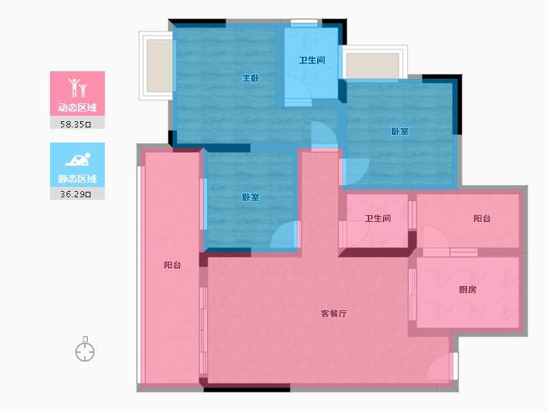 四川省-泸州市-贤达锦绣华府-82.63-户型库-动静分区