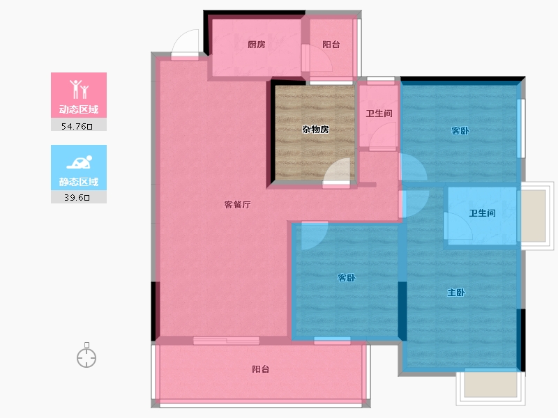 广西壮族自治区-南宁市-云星钱隆御园-90.30-户型库-动静分区