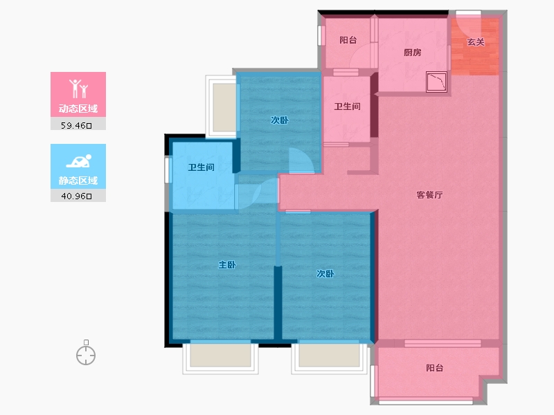 广东省-中山市-保利碧桂园领秀海-89.51-户型库-动静分区