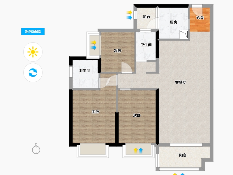 广东省-中山市-保利碧桂园领秀海-89.51-户型库-采光通风