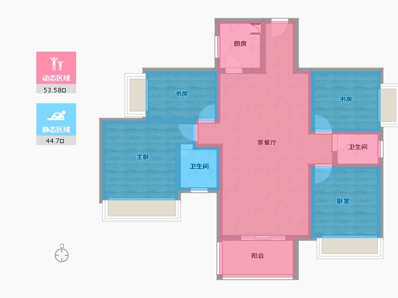 四川省-遂宁市-碧桂园中环壹号-86.18-户型库-动静分区