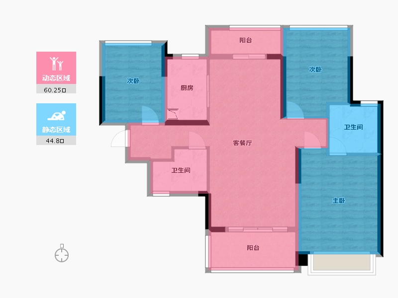 广东省-中山市-雅居乐锦城-93.70-户型库-动静分区