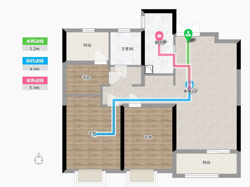 陕西省-西安市-绿城全运村-98.00-户型库-动静线