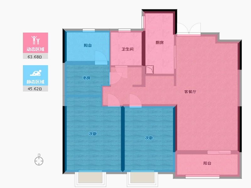 陕西省-西安市-绿城全运村-98.00-户型库-动静分区