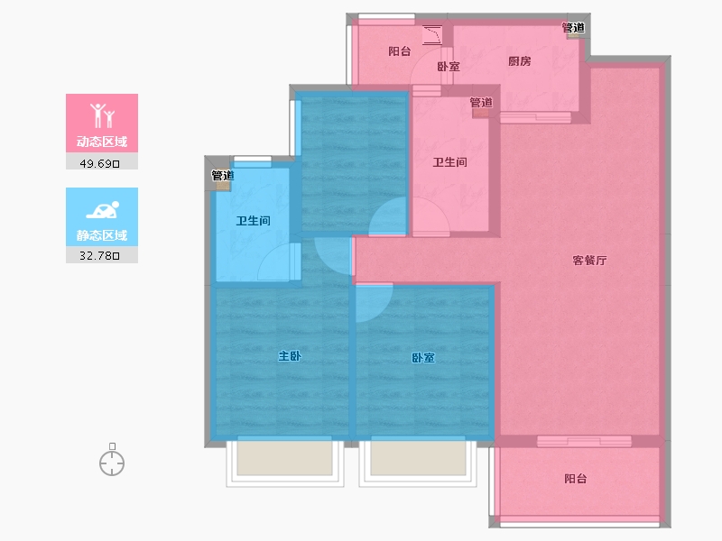 四川省-泸州市-敏捷江城源著-73.07-户型库-动静分区