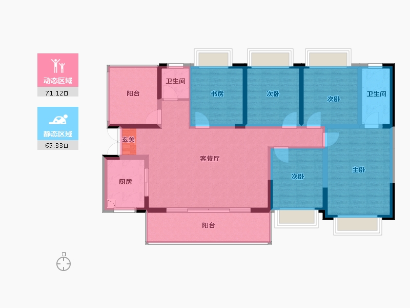 广西壮族自治区-南宁市-交投地产阳光100阿尔勒-122.61-户型库-动静分区