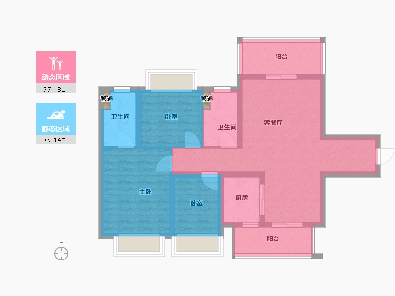 四川省-泸州市-敏捷江城源著-82.45-户型库-动静分区