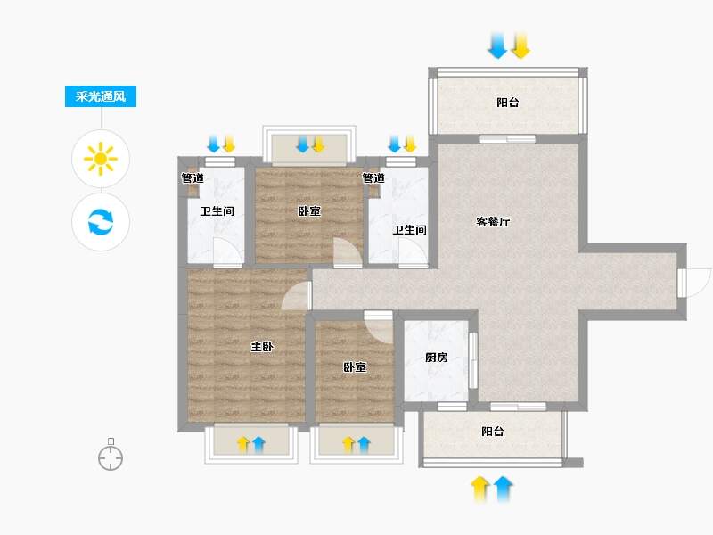 四川省-泸州市-敏捷江城源著-82.45-户型库-采光通风