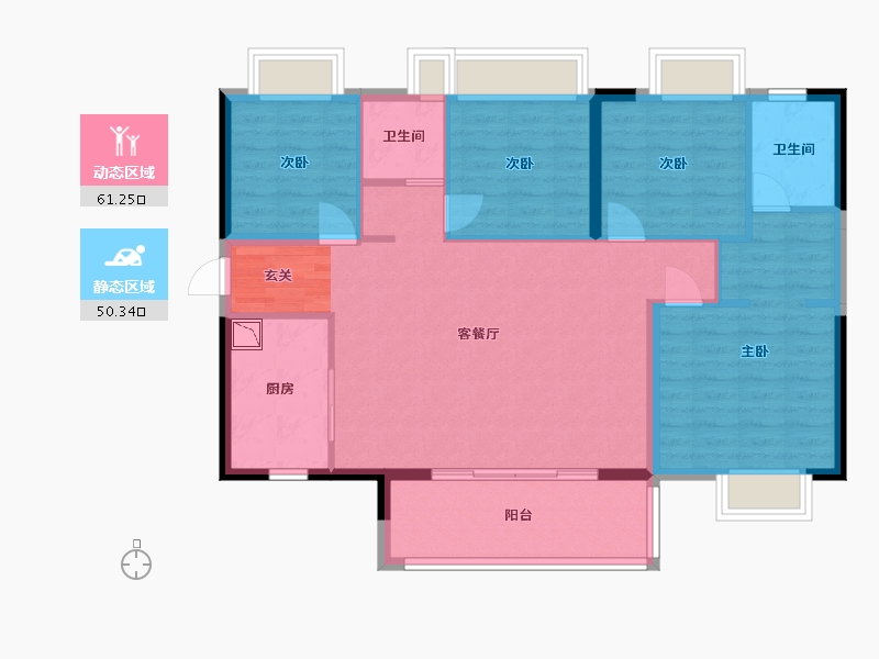 广东省-中山市-保利碧桂园领秀海-100.89-户型库-动静分区