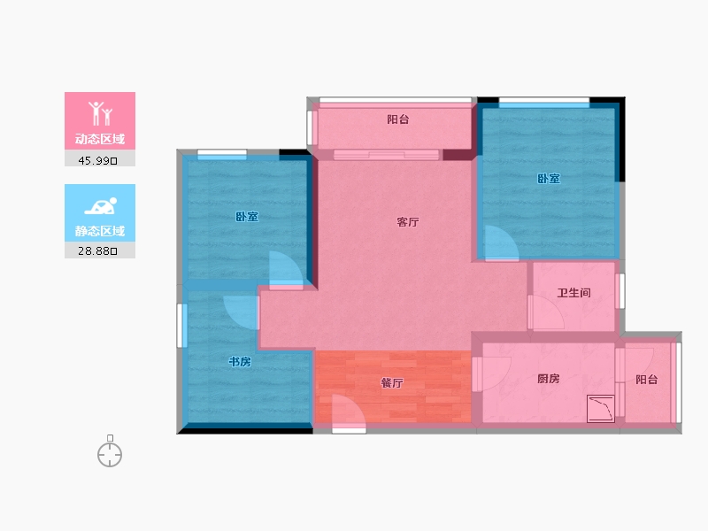 四川省-绵阳市-长虹云璟-65.77-户型库-动静分区