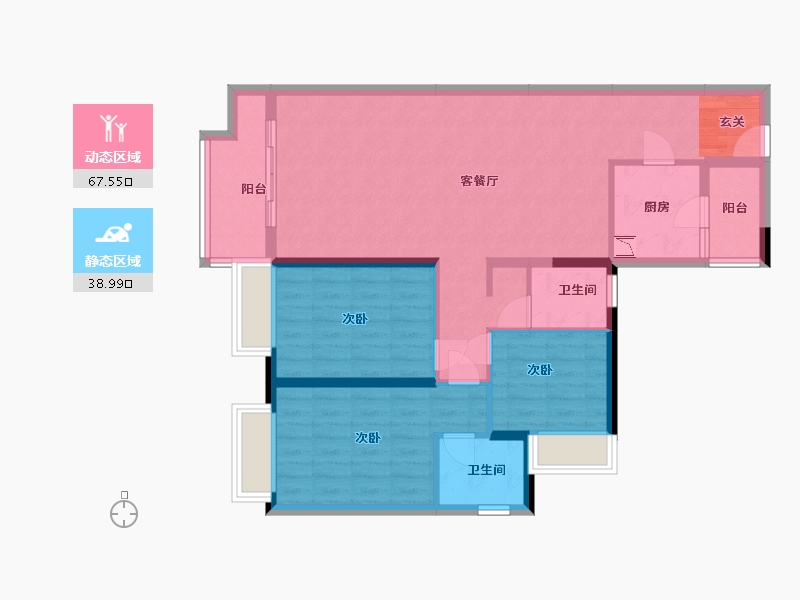 广东省-中山市-保利碧桂园领秀海-95.08-户型库-动静分区