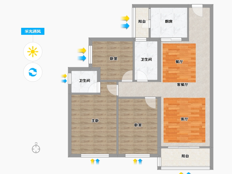 四川省-遂宁市-碧桂园·天誉-90.99-户型库-采光通风