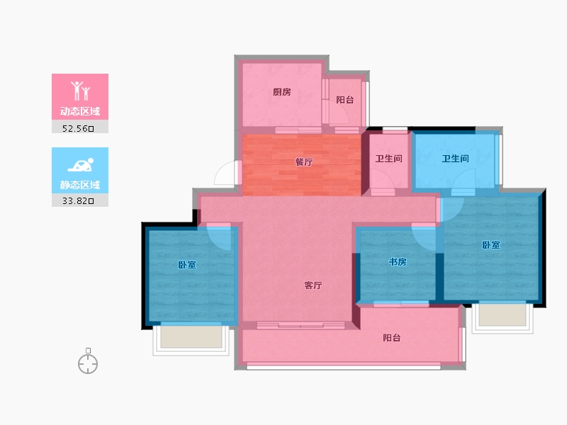 四川省-绵阳市-长虹云璟-75.58-户型库-动静分区