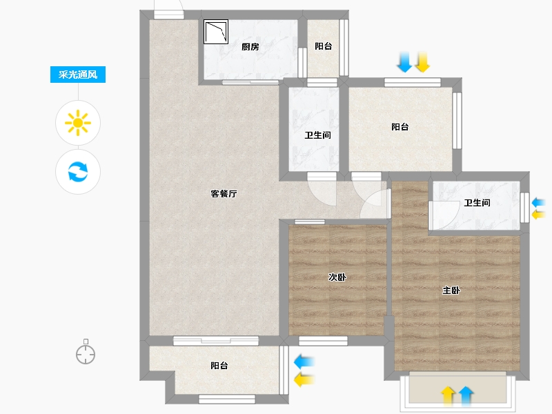 广东省-中山市-合强熹时代-73.11-户型库-采光通风