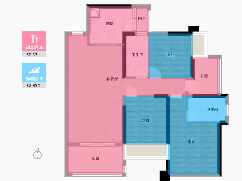 广东省-中山市-泰丰凤凰源-74.40-户型库-动静分区