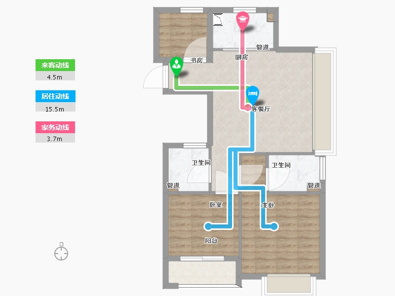 浙江省-杭州市-滨江万家名城-71.00-户型库-动静线