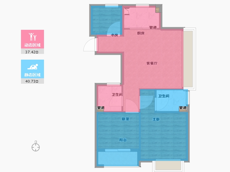 浙江省-杭州市-滨江万家名城-71.00-户型库-动静分区