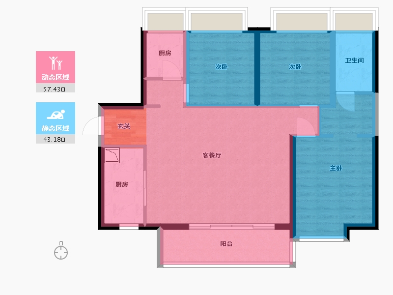 广东省-中山市-保利碧桂园领秀海-90.21-户型库-动静分区