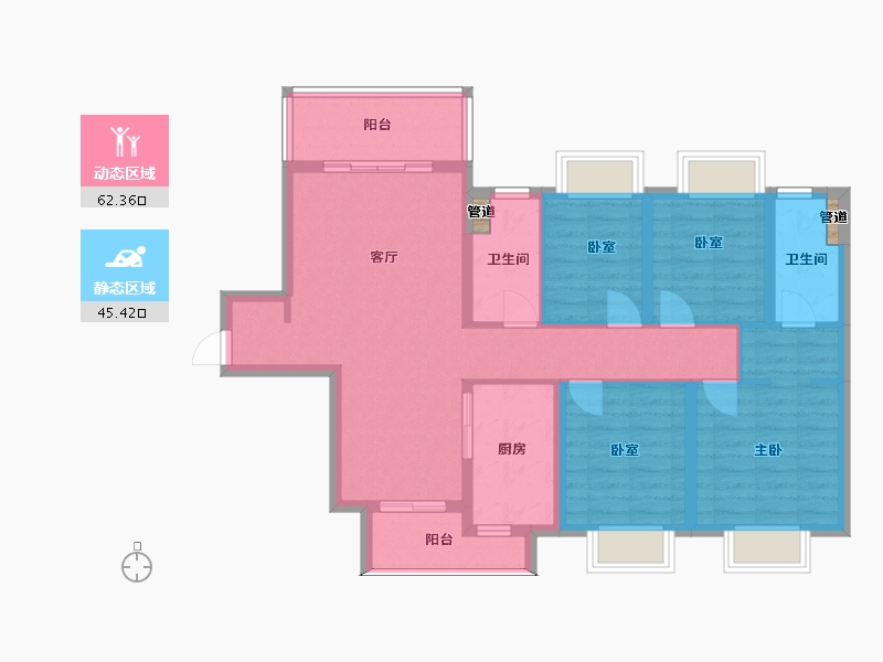 四川省-泸州市-敏捷江城源著-96.48-户型库-动静分区