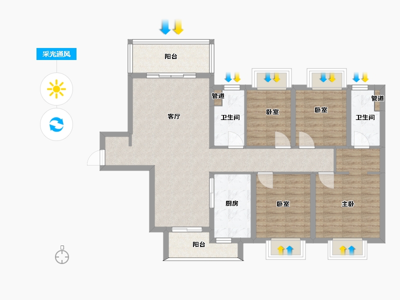 四川省-泸州市-敏捷江城源著-96.48-户型库-采光通风