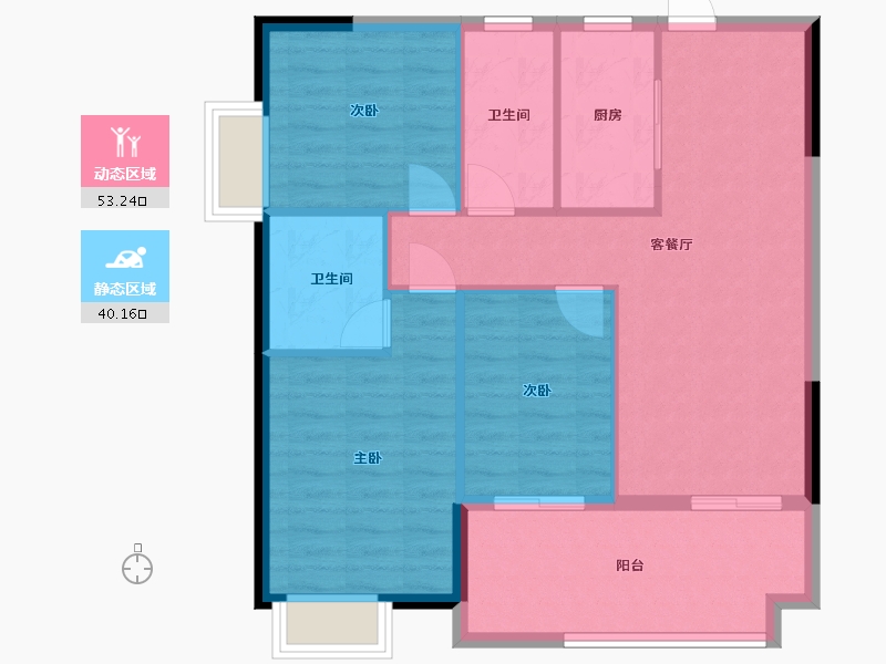 广西壮族自治区-北海市-东投银滩海玥台-84.93-户型库-动静分区