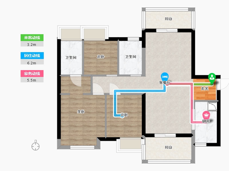 广东省-中山市-保利碧桂园领秀海-80.45-户型库-动静线