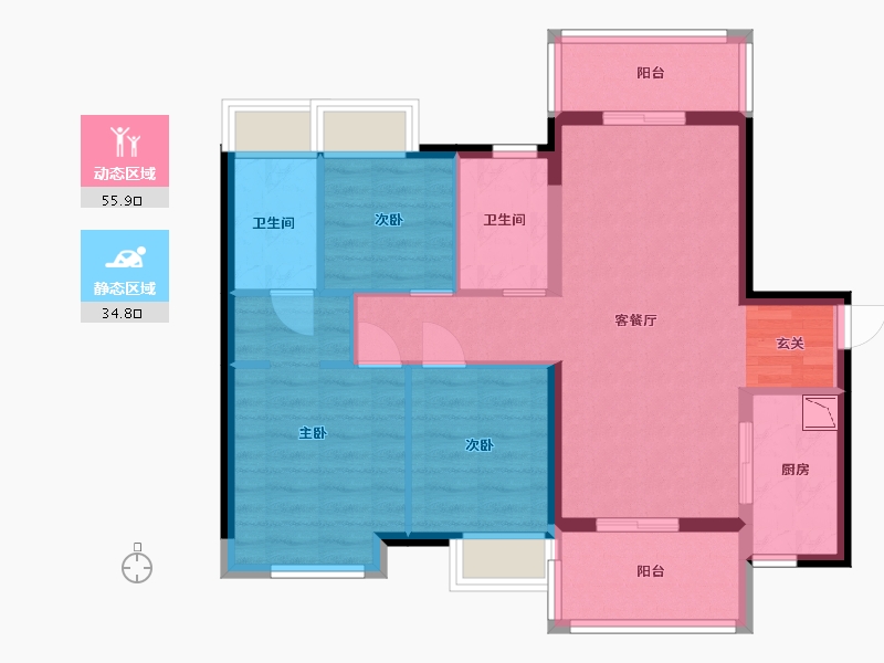 广东省-中山市-保利碧桂园领秀海-80.45-户型库-动静分区