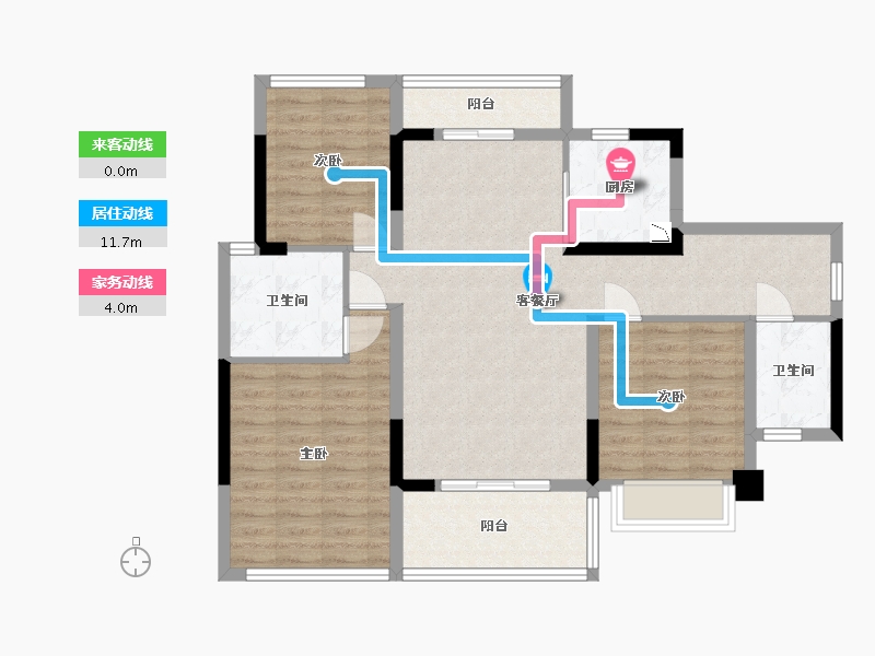 广东省-中山市-雅居乐锦城-93.96-户型库-动静线