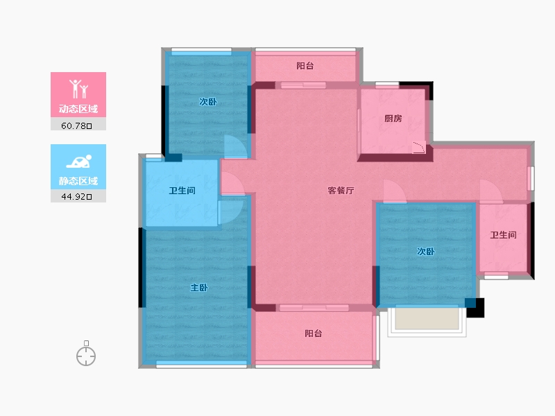 广东省-中山市-雅居乐锦城-93.96-户型库-动静分区