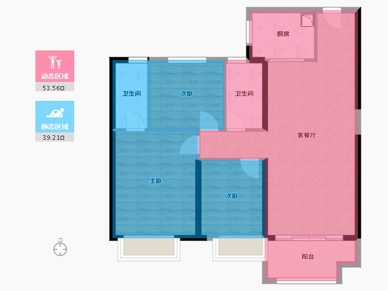 甘肃省-兰州市-安宁碧桂园-83.27-户型库-动静分区