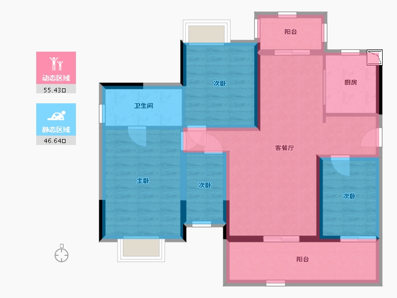 广西壮族自治区-北海市-融创海映兰屿-90.57-户型库-动静分区