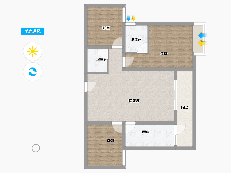 四川省-泸州市-誉润城-86.55-户型库-采光通风