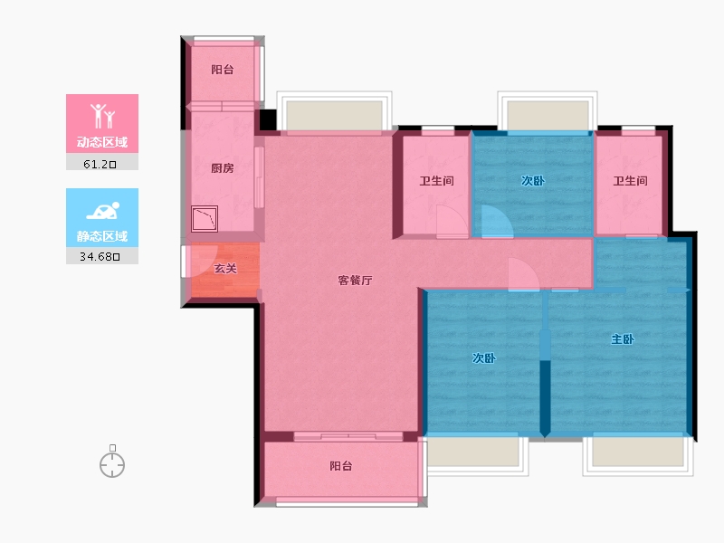 广东省-中山市-保利碧桂园领秀海-85.11-户型库-动静分区