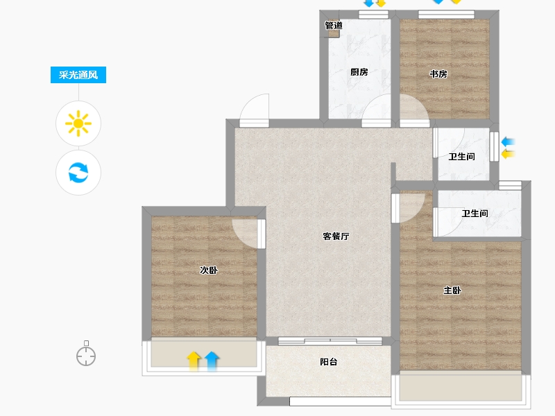 浙江省-杭州市-相寓-71.00-户型库-采光通风