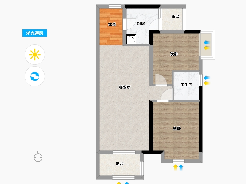 广东省-中山市-保利碧桂园领秀海-63.65-户型库-采光通风