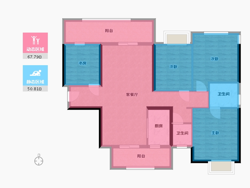 广西壮族自治区-南宁市-天健和府-105.66-户型库-动静分区