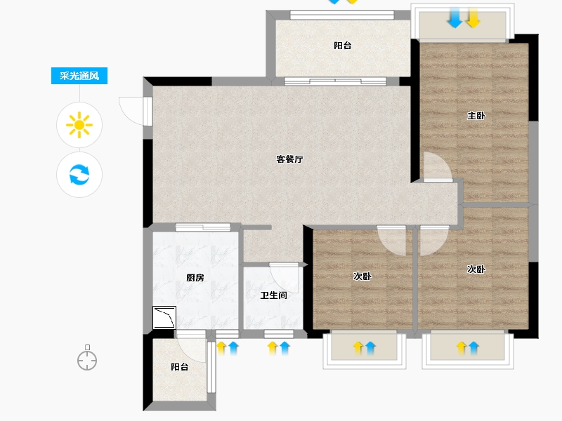 四川省-德阳市-恒大翡翠湾-77.99-户型库-采光通风