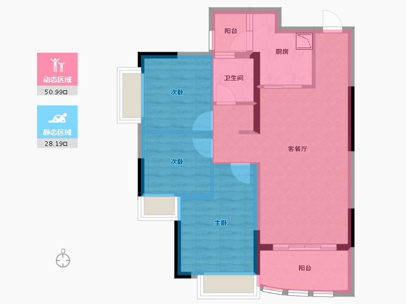 四川省-德阳市-恒大翡翠湾-70.15-户型库-动静分区