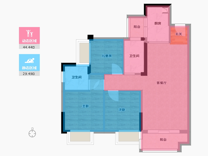 广东省-中山市-佳兆业香山御府-65.32-户型库-动静分区