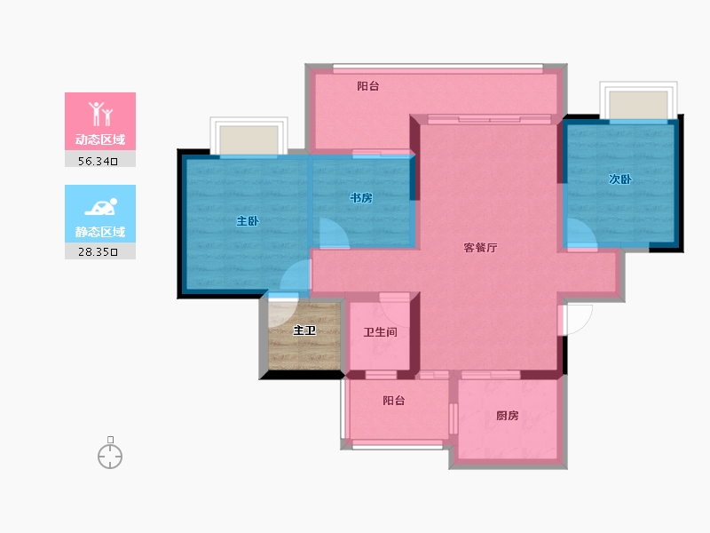 四川省-绵阳市-长虹云璟-78.46-户型库-动静分区