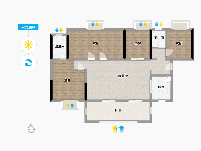 广西壮族自治区-南宁市-奥园瀚德棠悦府-114.95-户型库-采光通风