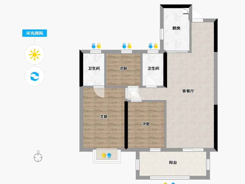 广西壮族自治区-南宁市-奥园瀚德棠悦府-78.69-户型库-采光通风