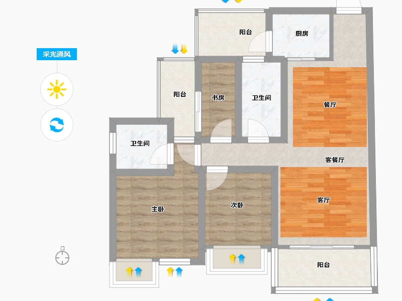 四川省-遂宁市-大英四季花城-72.04-户型库-采光通风